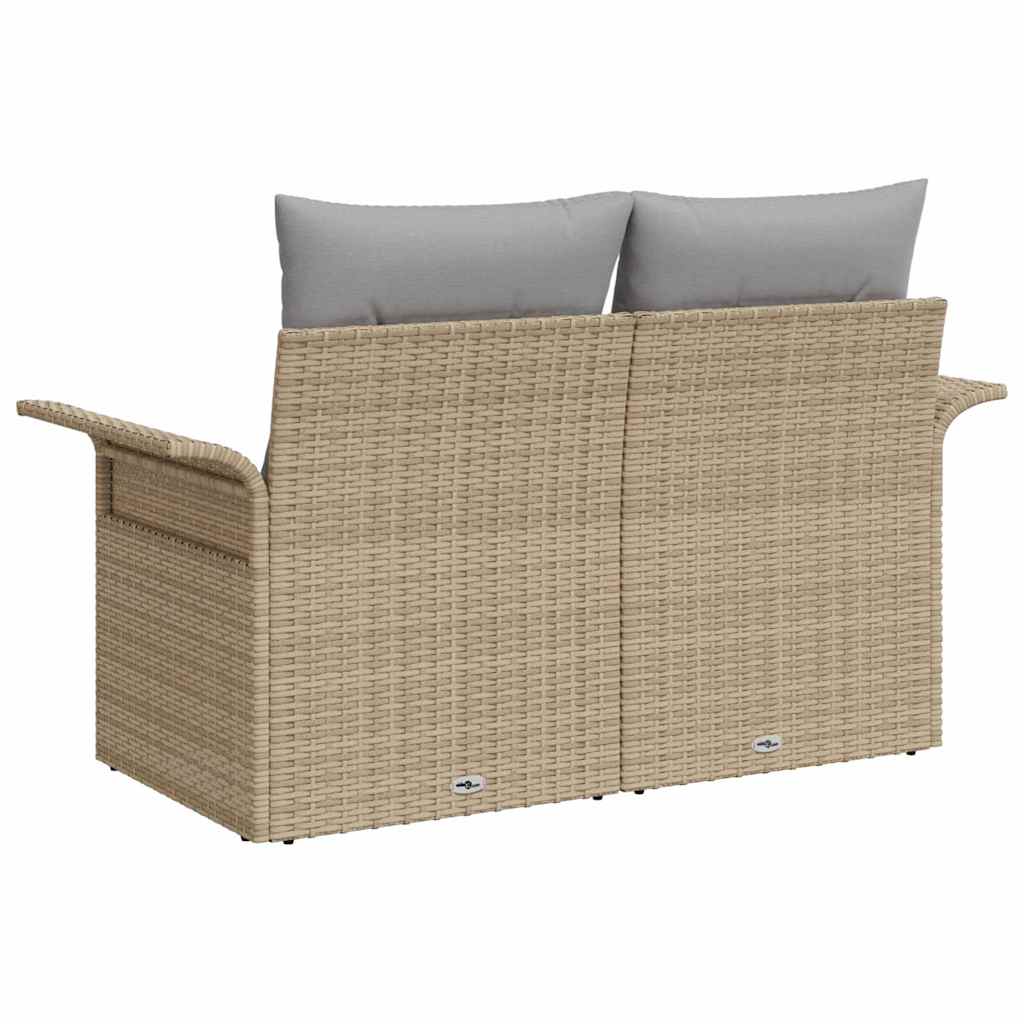 Gartensofa mit Kissen Beige 141 x 62 x 69cm Poly-Rattan